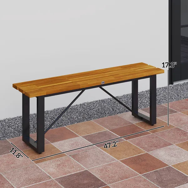 Outsunny Outdoor Bench, 2-Person Backless Garden Bench, Acacia Wood Patio Bench Loveseat with Slatted Seat for Porch, Park, Teak - product image 3