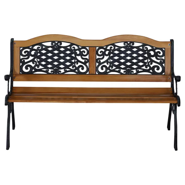 Outsunny 50 Inch 2-Person Outdoor Bench with Wood Slat Seat and Metal Legs Teak - product image 11