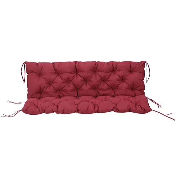 Outsunny Outdoor Bench Cushion Tufted 3-Seater for Swing Chair Patio Sofa Wine Red - product image 1