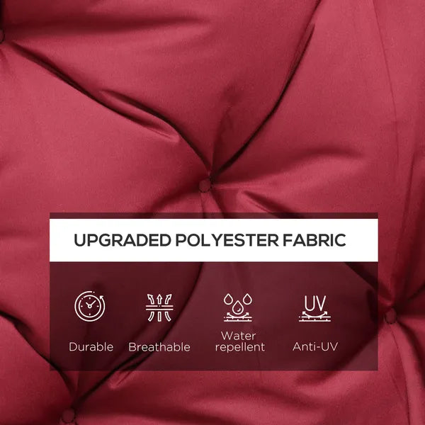 Outsunny Outdoor Bench Cushion Tufted 3-Seater for Swing Chair Patio Sofa Wine Red - product image 4
