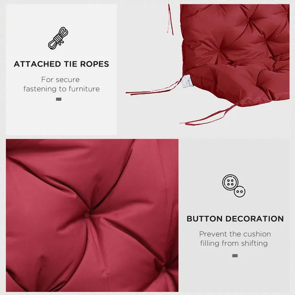 Outsunny Outdoor Bench Cushion Tufted 3-Seater for Swing Chair Patio Sofa Wine Red - product image 6
