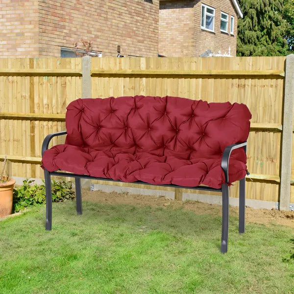 Outsunny Outdoor Bench Cushion Tufted 3-Seater for Swing Chair Patio Sofa Wine Red - product image 2