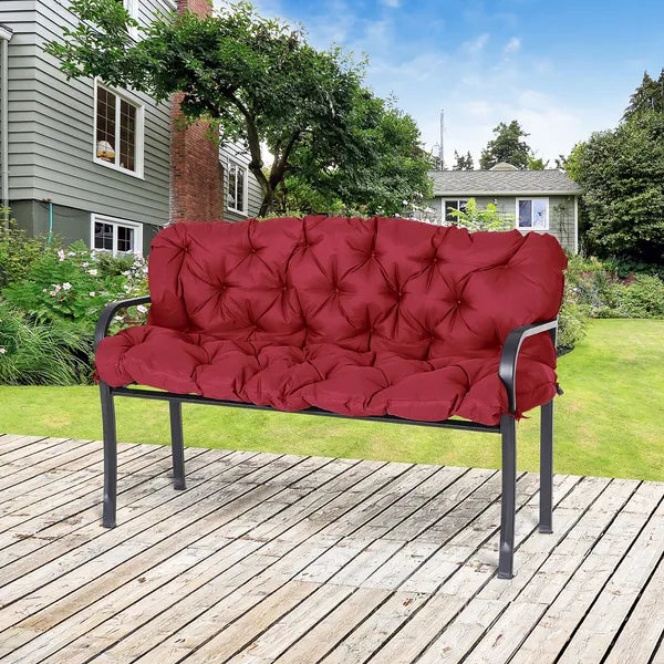 Outsunny Outdoor Bench Cushion Tufted 3-Seater for Swing Chair Patio Sofa Wine Red - product image 10