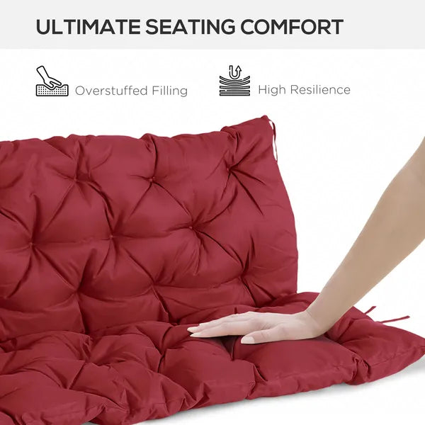 Outsunny Outdoor Bench Cushion Tufted 3-Seater for Swing Chair Patio Sofa Wine Red - product image 7