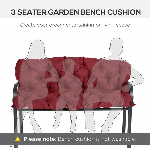 Outsunny Outdoor Bench Cushion Tufted 3-Seater for Swing Chair Patio Sofa Wine Red - product image 5