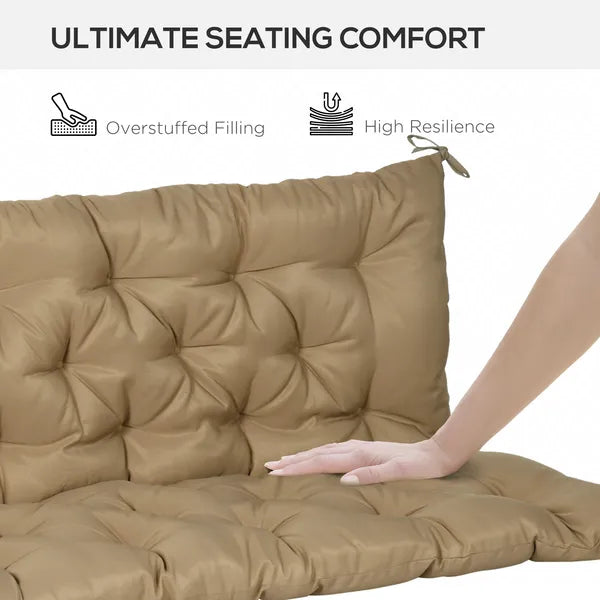Outsunny Outdoor Bench Cushion Tufted 3-Seater Khaki for Swing Chair Patio Sofa - product image 4