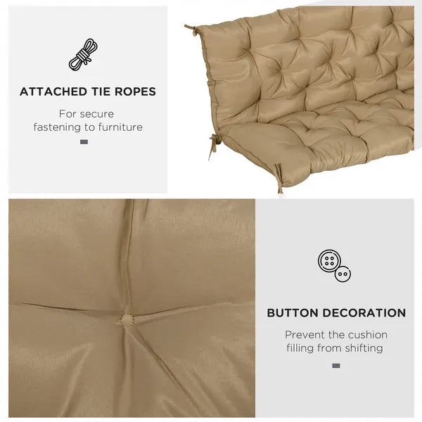 Outsunny Outdoor Bench Cushion Tufted 3-Seater Khaki for Swing Chair Patio Sofa - product image 6