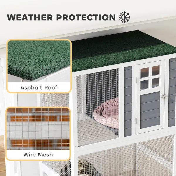 Outdoor Wooden Cat House Catio on Wheels with Platforms and Resting Condo - product image 5