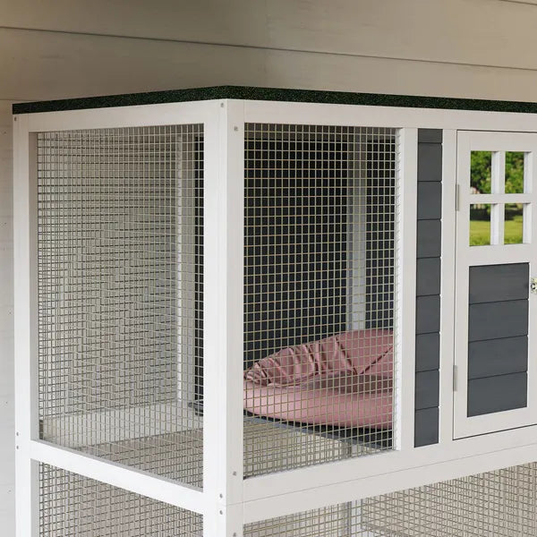 Outdoor Wooden Cat House Catio on Wheels with Platforms and Resting Condo - product image 8
