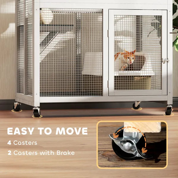 Outdoor Wooden Cat House Catio on Wheels with Platforms and Resting Condo - product image 6