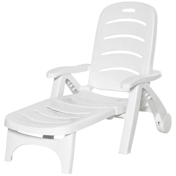 Outsunny Outdoor Chaise Lounge, 5 Level Adjustable Backrest Lounge Chair with Wheels, Folding Tanning Chair for Pool, Beach, Patio, Garden, White - product image 11