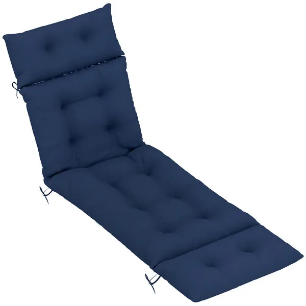 Outdoor Chaise Lounge Cushion, Tufted Thick Patio Lounge Chair Cushion with Ties, 74.8" x 22" x 4", Navy Blue - product image 11