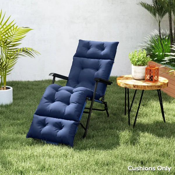 Outdoor Chaise Lounge Cushion, Tufted Thick Patio Lounge Chair Cushion with Ties, 74.8" x 22" x 4", Navy Blue - product image 9