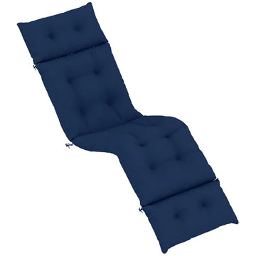 Outdoor Chaise Lounge Cushion, Tufted Thick Patio Lounge Chair Cushion with Ties, 74.8" x 22" x 4", Navy Blue - product image 1