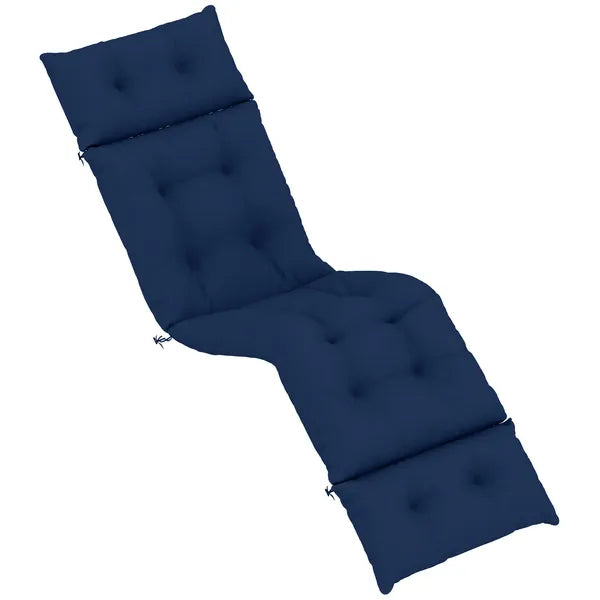 Outdoor Chaise Lounge Cushion, Tufted Thick Patio Lounge Chair Cushion with Ties, 74.8" x 22" x 4", Navy Blue - product image 1