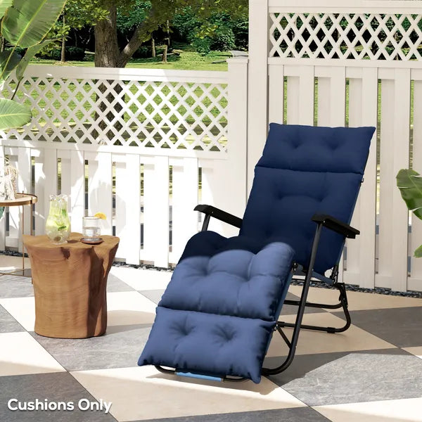 Outdoor Chaise Lounge Cushion, Tufted Thick Patio Lounge Chair Cushion with Ties, 74.8" x 22" x 4", Navy Blue - product image 10