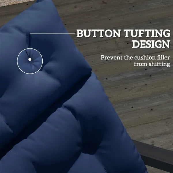 Outdoor Chaise Lounge Cushion, Tufted Thick Patio Lounge Chair Cushion with Ties, 74.8" x 22" x 4", Navy Blue - product image 6