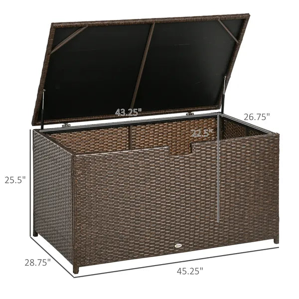 Outdoor PE Rattan Deck Box with Liner and Hydraulic Lift, Brown - product image 3