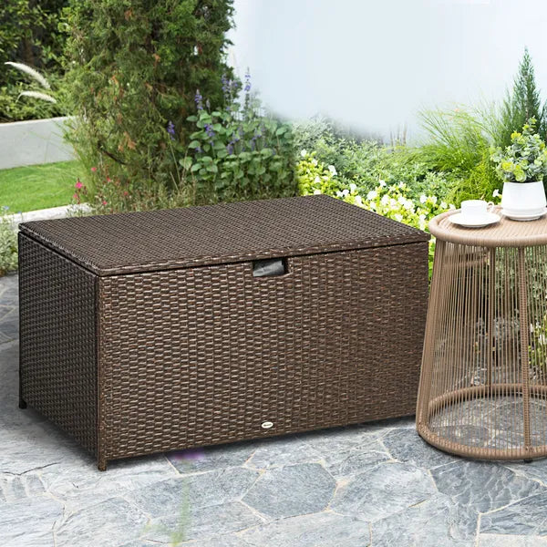 Outdoor PE Rattan Deck Box with Liner and Hydraulic Lift, Brown - product image 10