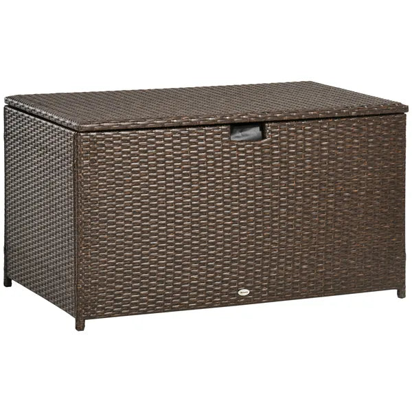 Outdoor PE Rattan Deck Box with Liner and Hydraulic Lift, Brown - product image 1