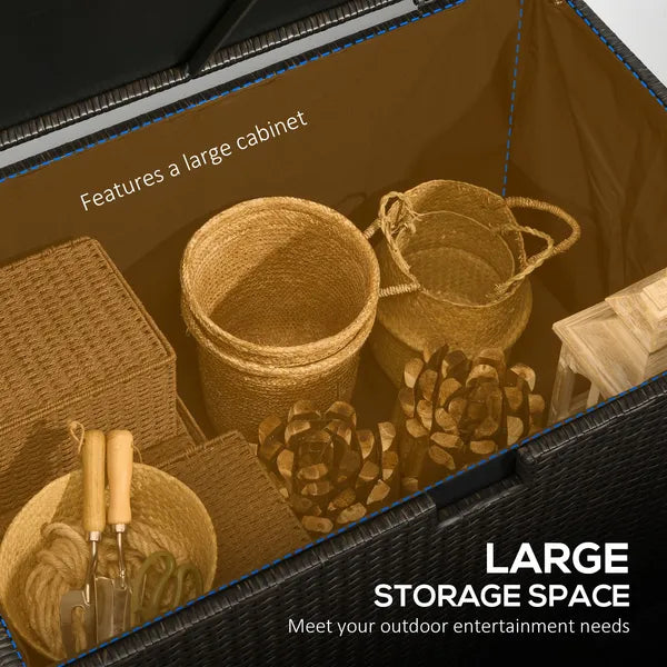 Outdoor PE Rattan Deck Box with Liner and Hydraulic Lift, Brown - product image 4