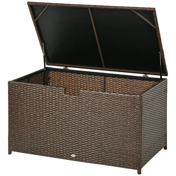 Outdoor PE Rattan Deck Box with Liner and Hydraulic Lift, Brown - product image 11