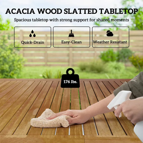 Outsunny Outdoor Dining Set for 4, Patio Table and Chairs Set with 59 Inch Rectangle Acacia Wood Table and 352 lb Stackable Chairs - product image 4