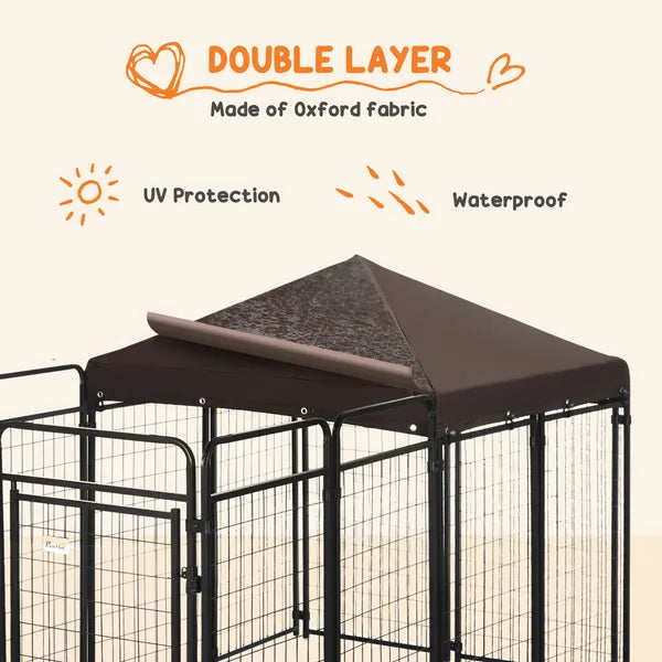 Outdoor Dog Kennel 9.3x4.6 Exercise Pen with UV Protection Canopy Water-resistant for Medium Large Dogs - product image 6