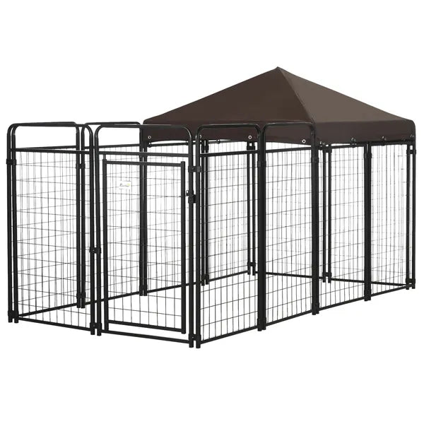 Outdoor Dog Kennel 9.3x4.6 Exercise Pen with UV Protection Canopy Water-resistant for Medium Large Dogs - product image 1