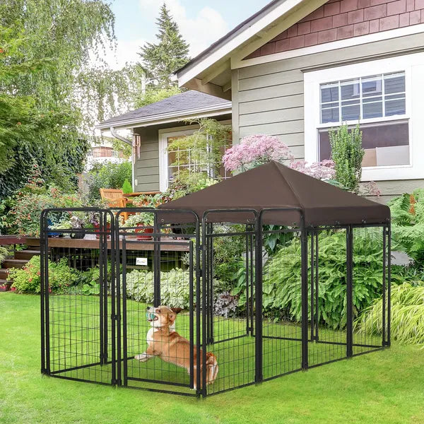 Outdoor Dog Kennel 9.3x4.6 Exercise Pen with UV Protection Canopy Water-resistant for Medium Large Dogs - product image 10