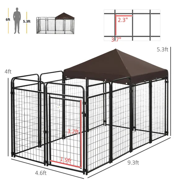 Outdoor Dog Kennel 9.3x4.6 Exercise Pen with UV Protection Canopy Water-resistant for Medium Large Dogs - product image 3