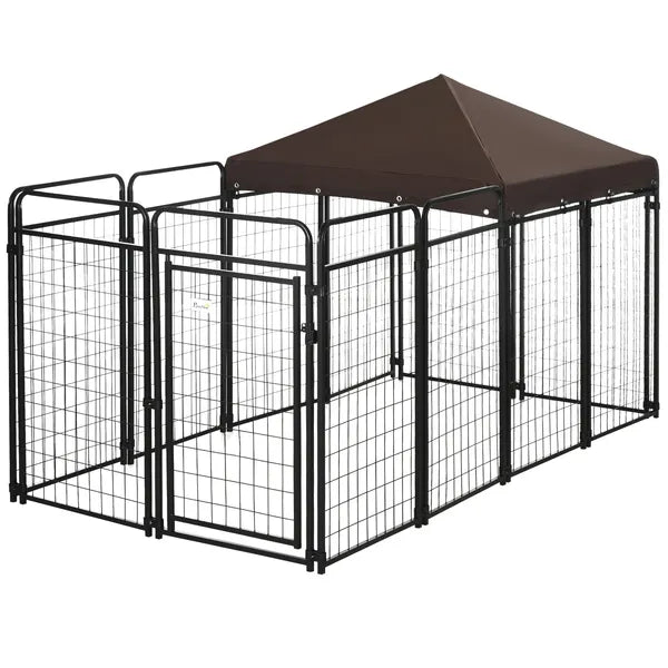 Outdoor Dog Kennel 9.3x4.6 Exercise Pen with UV Protection Canopy Water-resistant for Medium Large Dogs - product image 11