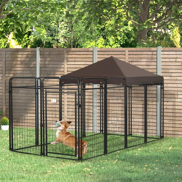 Outdoor Dog Kennel 9.3x4.6 Exercise Pen with UV Protection Canopy Water-resistant for Medium Large Dogs - product image 2