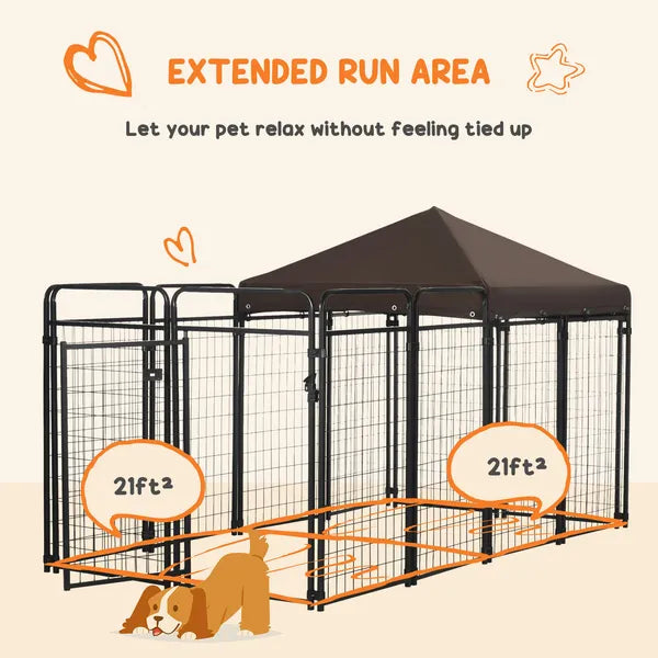 Outdoor Dog Kennel 9.3x4.6 Exercise Pen with UV Protection Canopy Water-resistant for Medium Large Dogs - product image 5