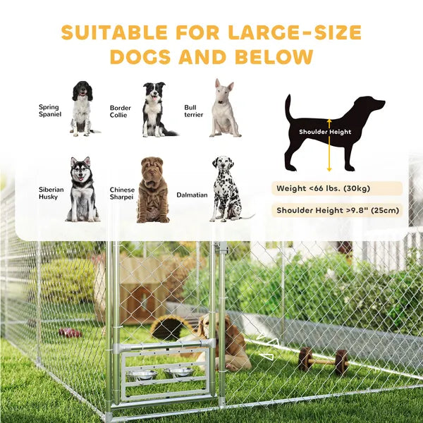 PawHut Outdoor Dog Kennel w/ Adjustable and Rotatable Bowl Rack, Waterproof UV-Resistant Cover, Secure Lock, 19.7' x 7.5' x 7.5' - product image 9