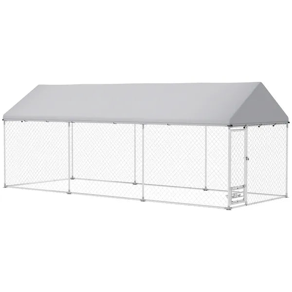 PawHut Outdoor Dog Kennel w/ Adjustable and Rotatable Bowl Rack, Waterproof UV-Resistant Cover, Secure Lock, 19.7' x 7.5' x 7.5' - product image 11
