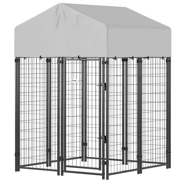 Outdoor Dog Kennel with Roof, 4' x 4' x 6' Heavy Duty Welded Wire Dog Playpen Enclosure with Escape-proof Lock - product image 1