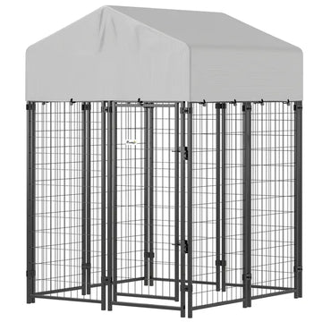 Outdoor Dog Kennel with Roof, 4' x 4' x 6' Heavy Duty Welded Wire Dog Playpen Enclosure with Escape-proof Lock - product image 1