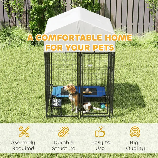 Outdoor Dog Kennel with Roof, 4' x 4' x 6' Heavy Duty Welded Wire Dog Playpen Enclosure with Escape-proof Lock - product image 6