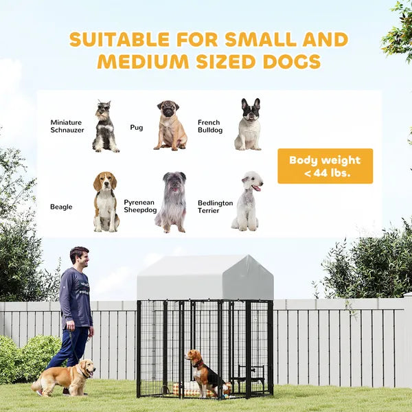 Outdoor Dog Kennel with Roof, 4' x 4' x 6' Heavy Duty Welded Wire Dog Playpen Enclosure with Escape-proof Lock - product image 7