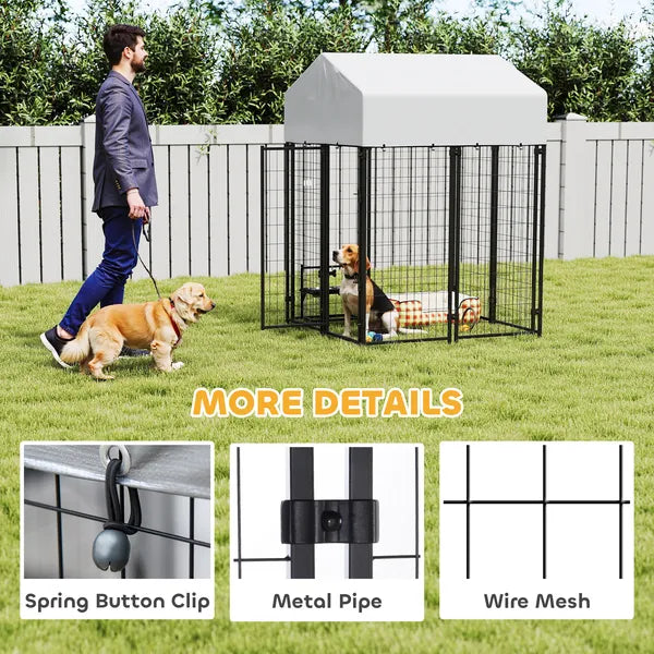 Outdoor Dog Kennel with Roof, 4' x 4' x 6' Heavy Duty Welded Wire Dog Playpen Enclosure with Escape-proof Lock - product image 5
