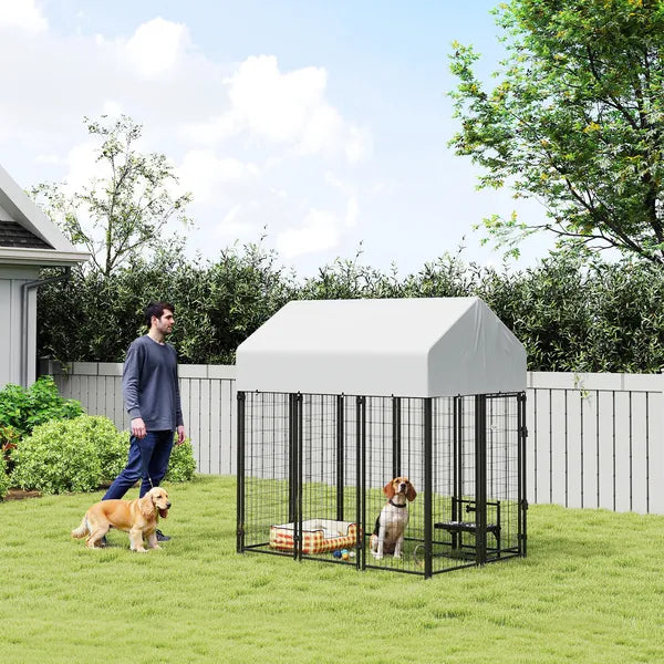 Outdoor Dog Kennel with Roof, 6' x 4' x 6' Heavy Duty Welded Wire Dog Playpen Enclosure with Escape-proof Lock - product image 10