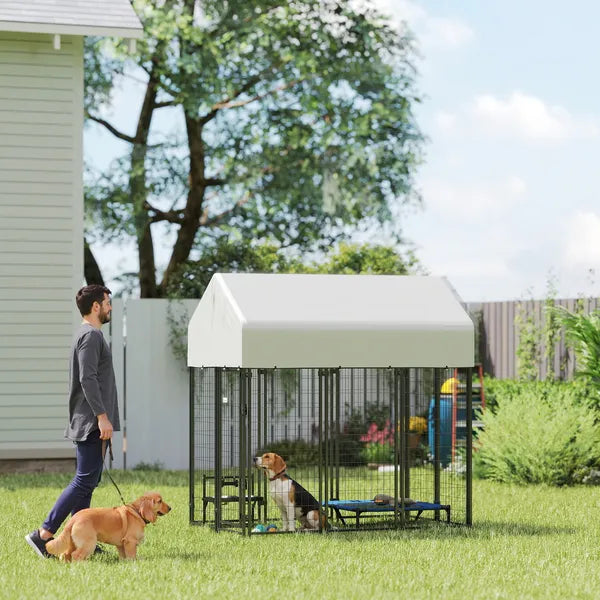 Outdoor Dog Kennel with Roof, 6' x 4' x 6' Heavy Duty Welded Wire Dog Playpen Enclosure with Escape-proof Lock - product image 2