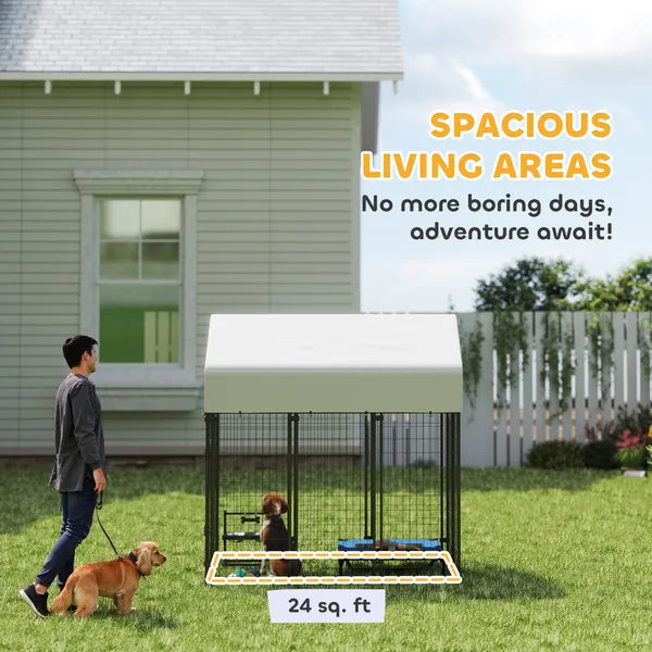 Outdoor Dog Kennel with Roof, 6' x 4' x 6' Heavy Duty Welded Wire Dog Playpen Enclosure with Escape-proof Lock - product image 4