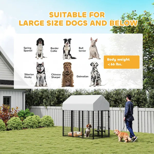 Outdoor Dog Kennel with Roof, 6' x 4' x 6' Heavy Duty Welded Wire Dog Playpen Enclosure with Escape-proof Lock - product image 8