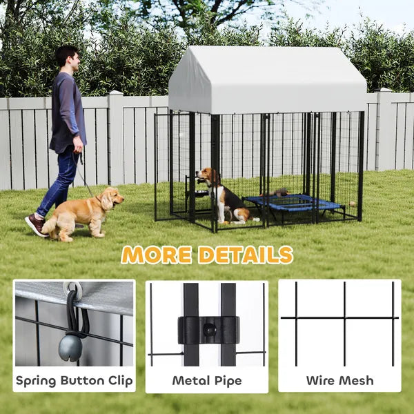 Outdoor Dog Kennel with Roof, 6' x 4' x 6' Heavy Duty Welded Wire Dog Playpen Enclosure with Escape-proof Lock - product image 6