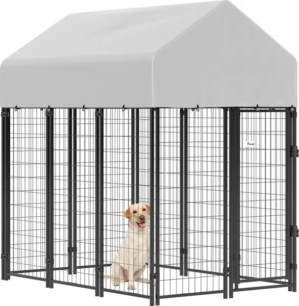 Outdoor Dog Kennel with Roof, 6' x 4' x 6' Heavy Duty Welded Wire Dog Playpen Enclosure with Escape-proof Lock - product image 11