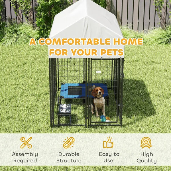 Outdoor Dog Kennel with Roof, 6' x 4' x 6' Heavy Duty Welded Wire Dog Playpen Enclosure with Escape-proof Lock - product image 7