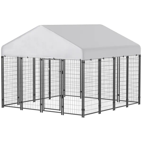 Outdoor Dog Kennel with Roof, 8' x 8' x 6' Heavy Duty Welded Wire Dog Playpen Enclosure with Escape-proof Lock - product image 1