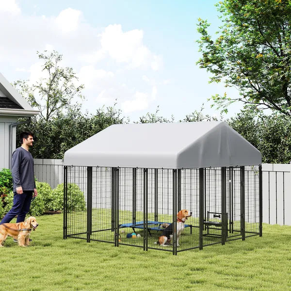 Outdoor Dog Kennel with Roof, 8' x 8' x 6' Heavy Duty Welded Wire Dog Playpen Enclosure with Escape-proof Lock - product image 10